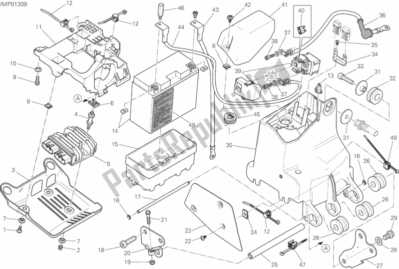 All parts for the 018 - Battery Holder of the Ducati Monster 1200 S 2020
